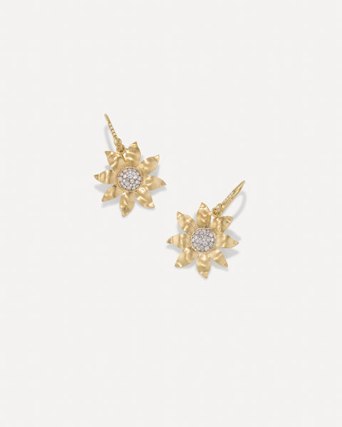 Golden Blossom Wildflower Drop Earrings