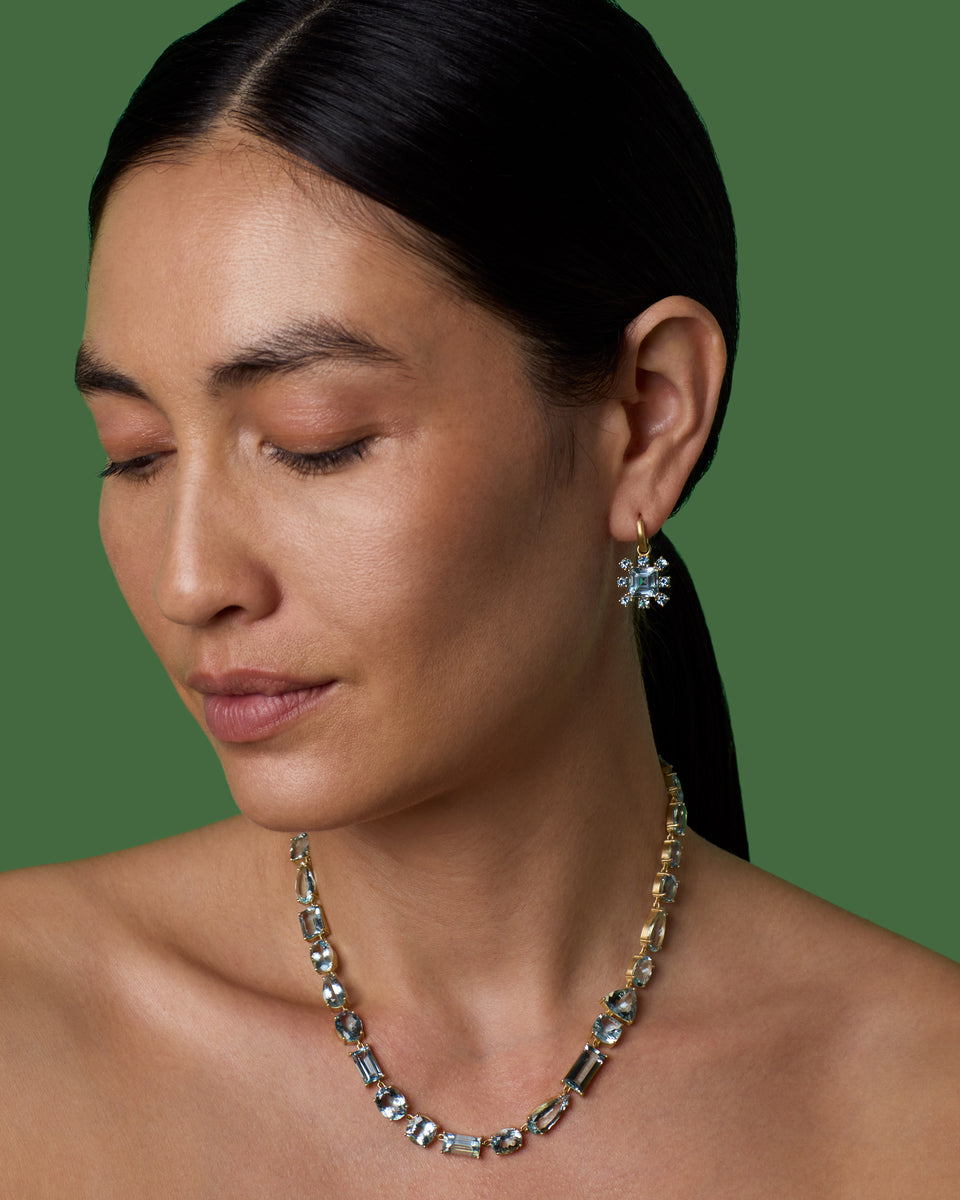 One of a Kind Gemmy Gem Floret Jeweled Huggies - Irene Neuwirth