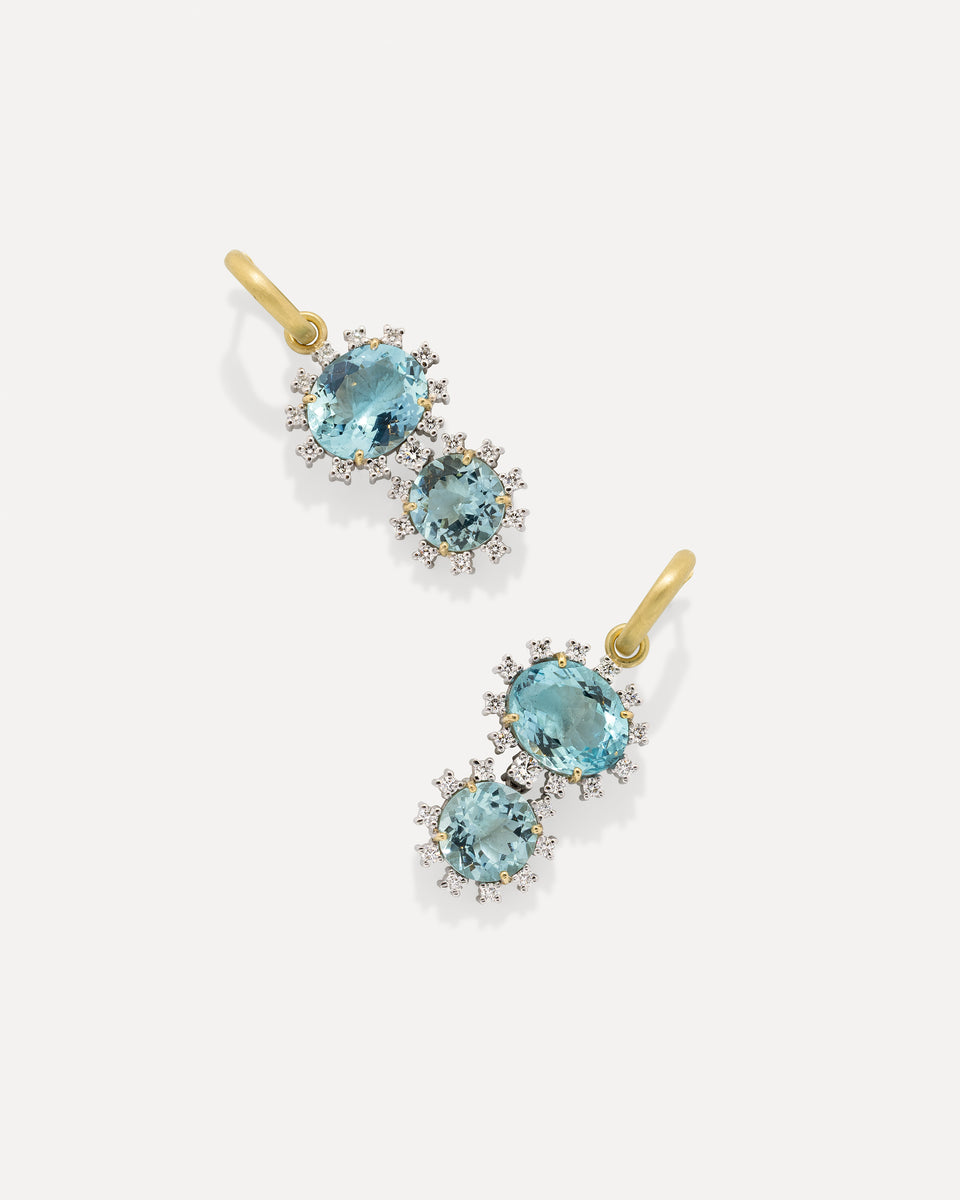 One of a Kind Diamond Studded Gemmy Gem Double Drop Huggies