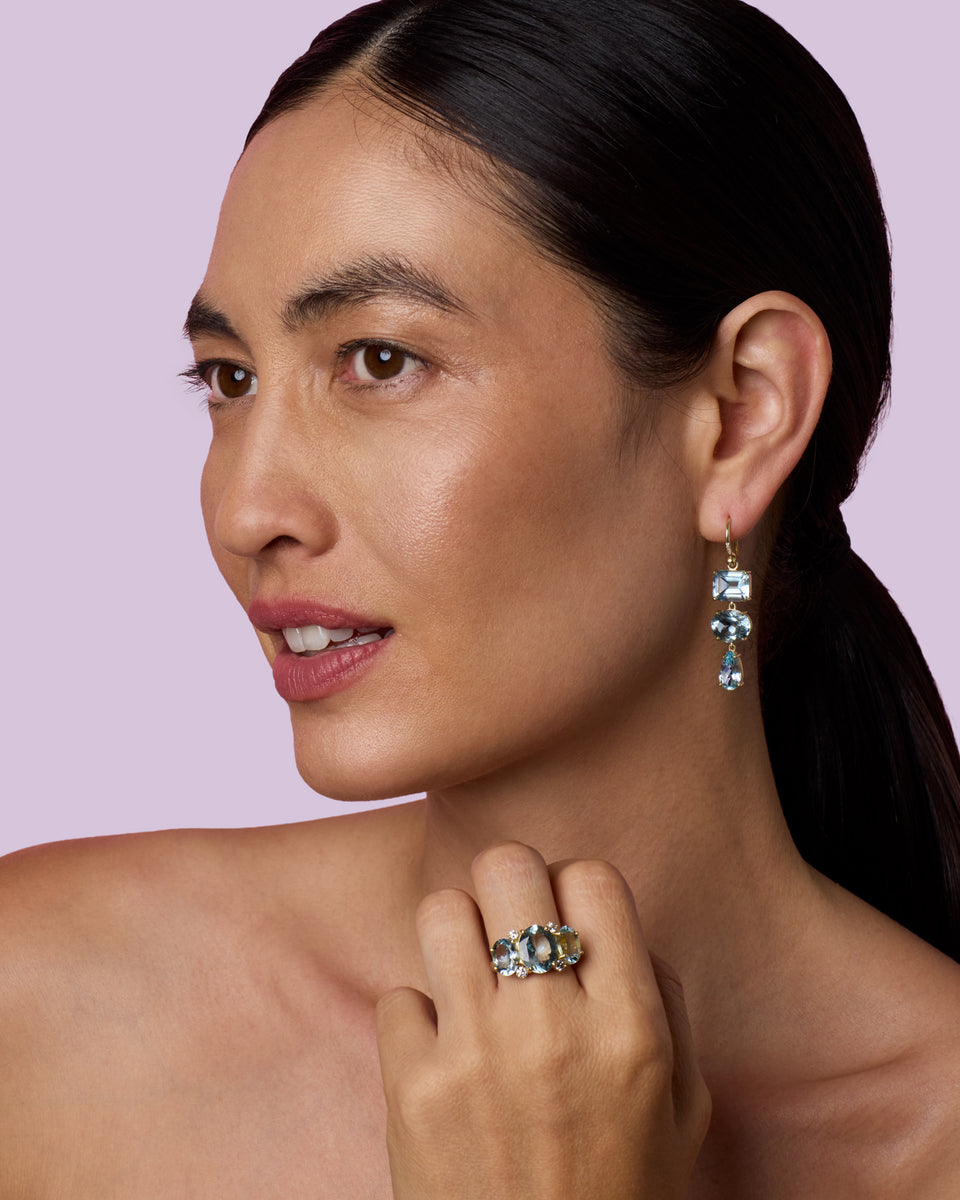 One of a Kind Gemmy Gem Diamond Three Stone Ring - Irene Neuwirth