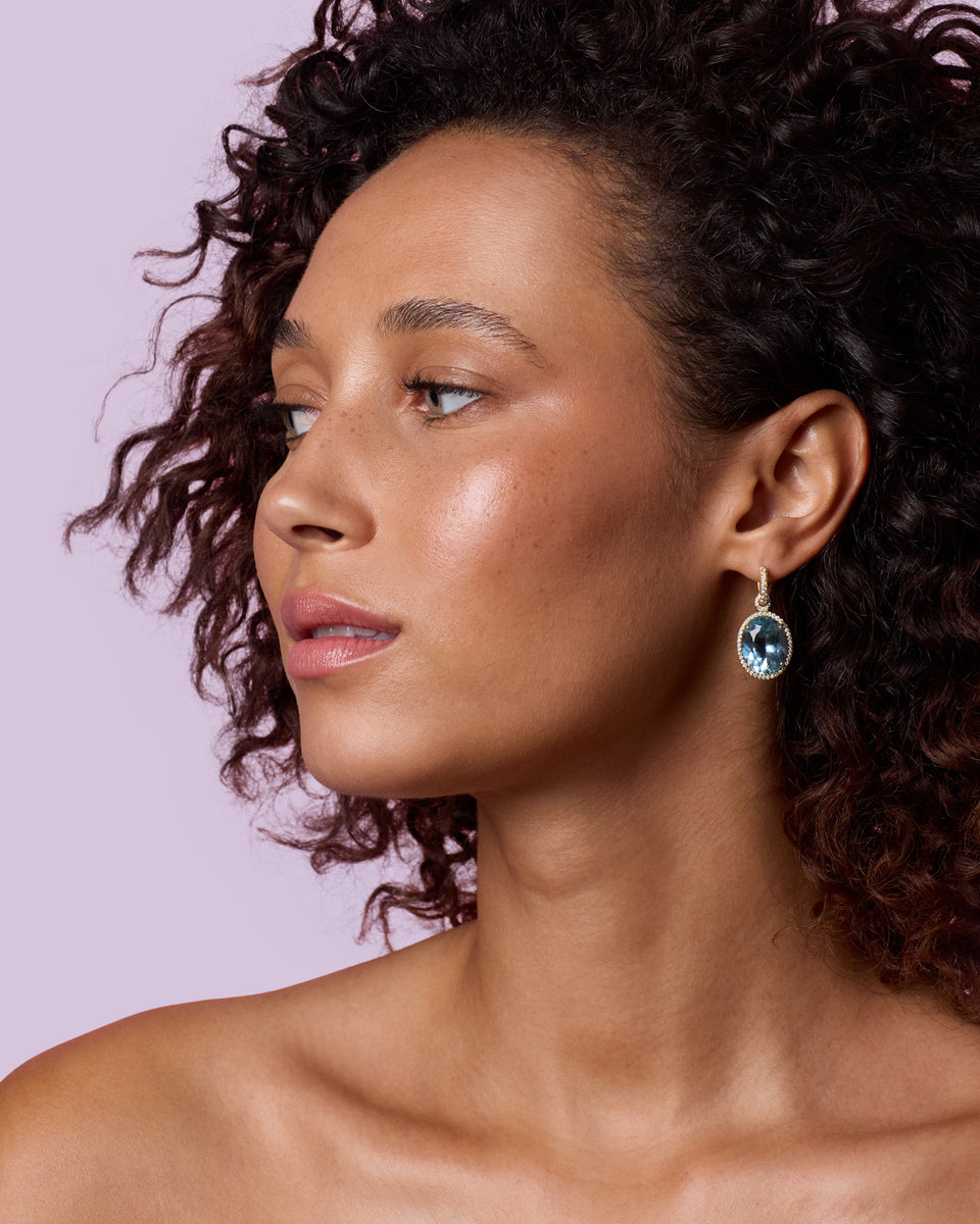 One of a Kind Pavé Gem Drop Jeweled Huggies - Irene Neuwirth