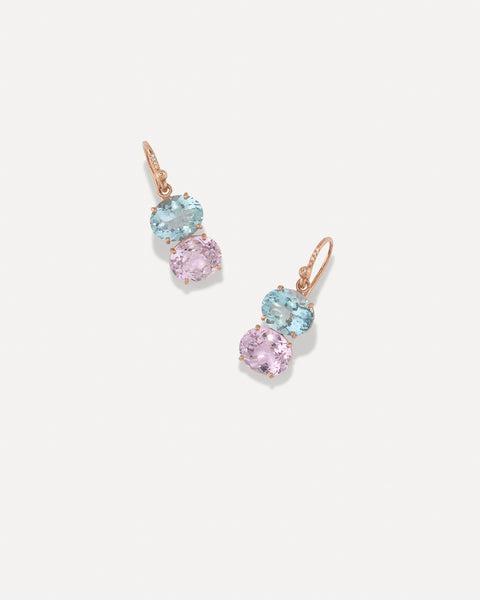 One of a Kind Gemmy Gem Double Stone Drop Earrings - Irene Neuwirth