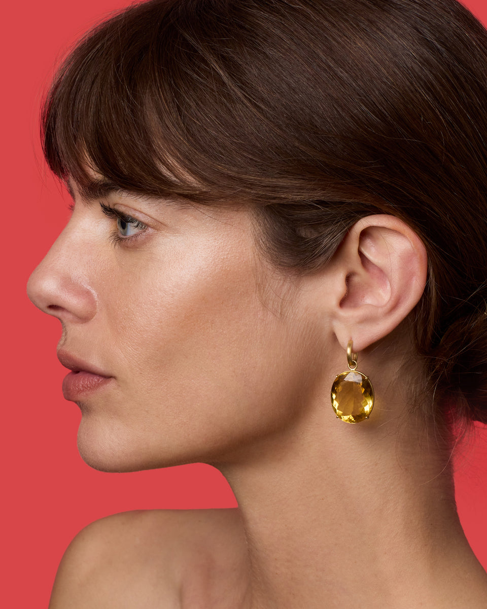 One of a Kind Gem Drop Jeweled Huggies - Irene Neuwirth