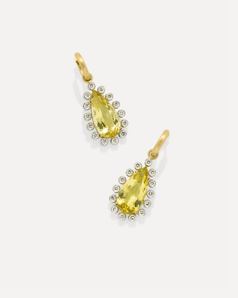 One of a Kind Diamond Studded Gemmy Gem Drop Huggies - Irene Neuwirth