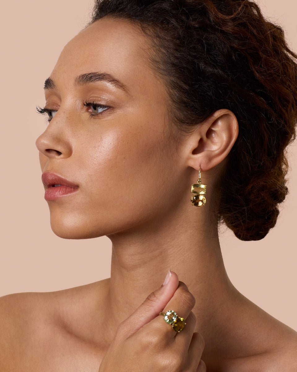 One of a Kind Gemmy Gem Double Stone Earrings