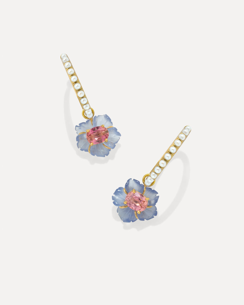 One of a Kind Tropical Flower Jeweled Hoops