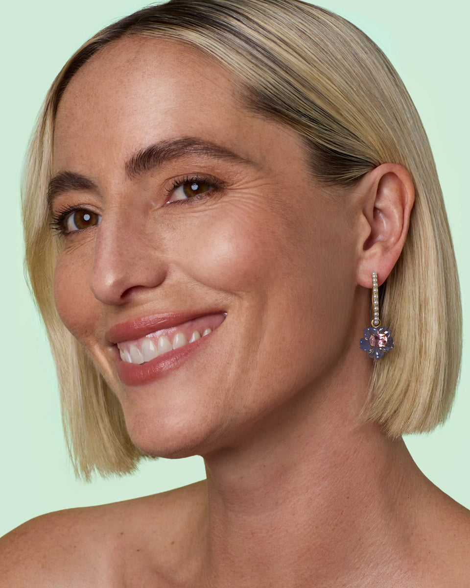 One of a Kind Tropical Flower Jeweled Hoops