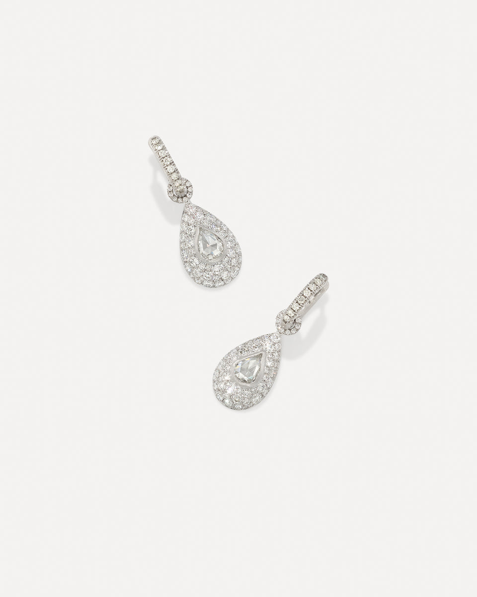 One of a Kind Pavé Puffed Gold Diamond Drop Jeweled Huggies