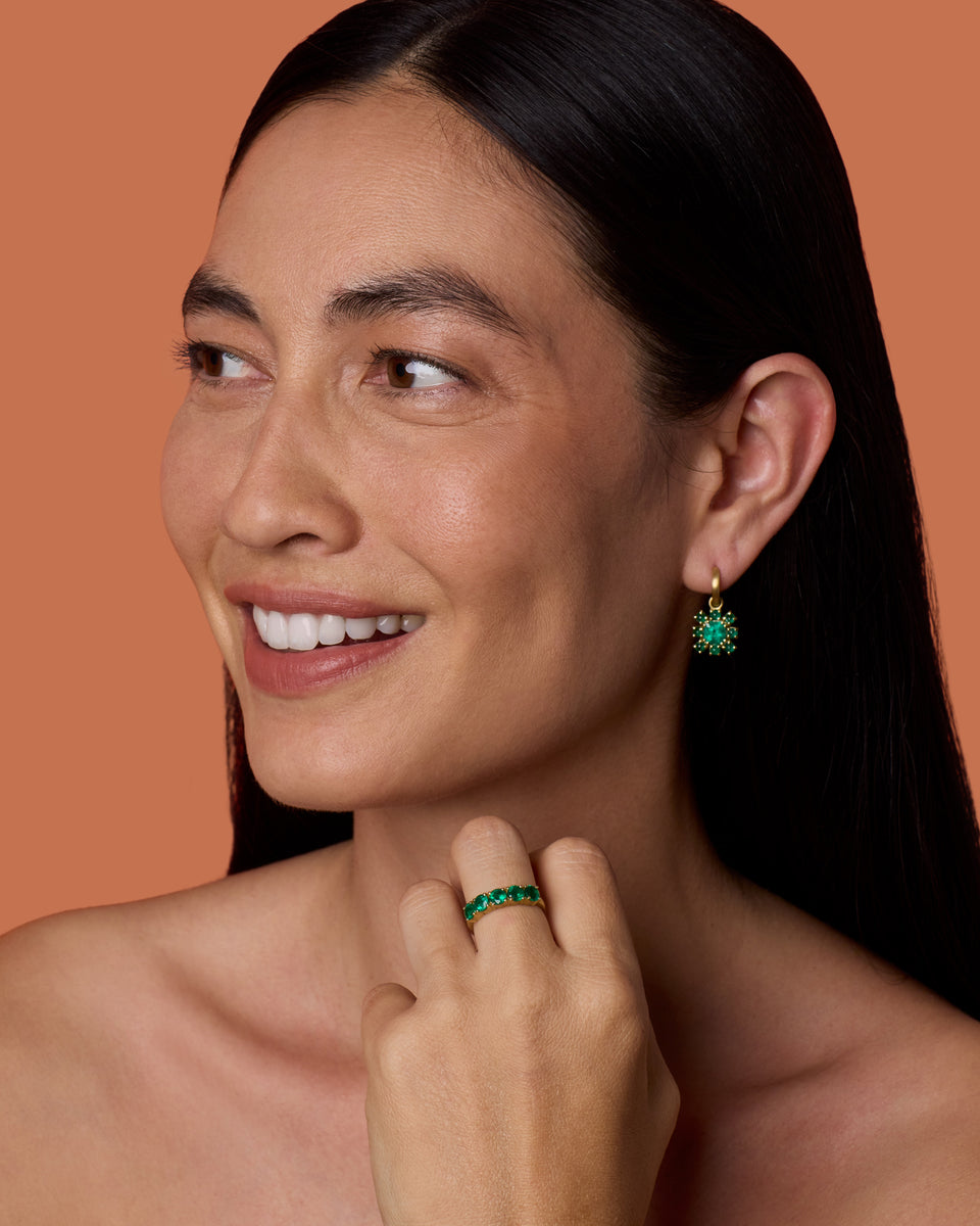 One of a Kind Gemmy Gem Floret Jeweled Huggies - Irene Neuwirth