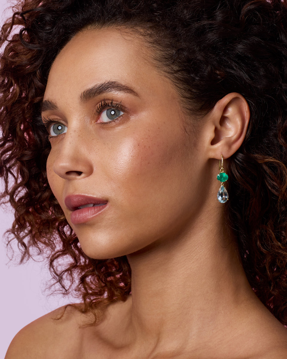 One of a Kind Gemmy Gem Double Drop Link Earrings