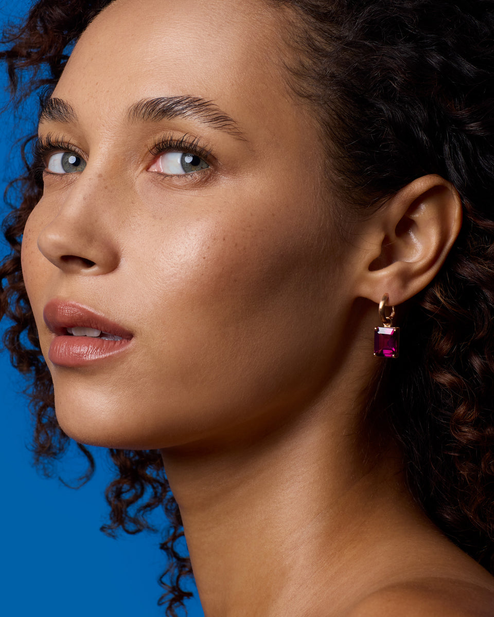 One of a Kind Gem Drop Jeweled Huggies