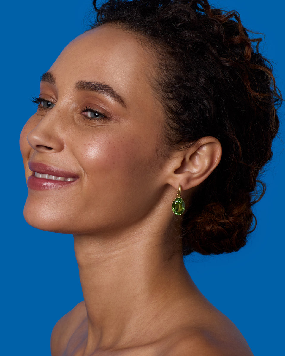 One of a Kind Gem Drop Jeweled Huggies - Irene Neuwirth