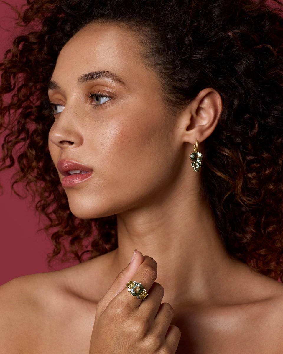 One of a Kind Gemmy Gem Diamond Three Stone Ring