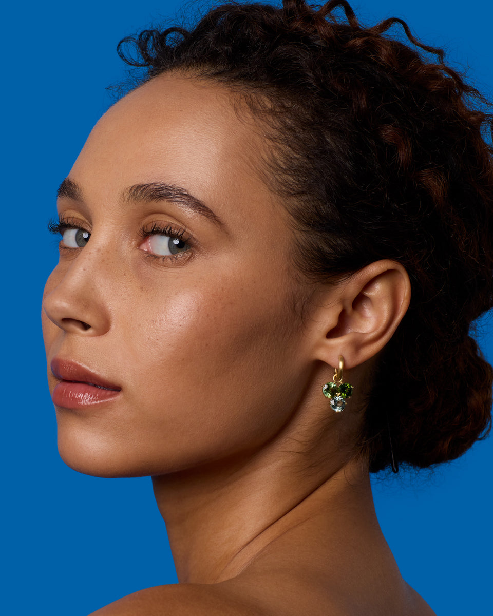 One of a Kind Gemmy Gem Trio Jeweled Huggies