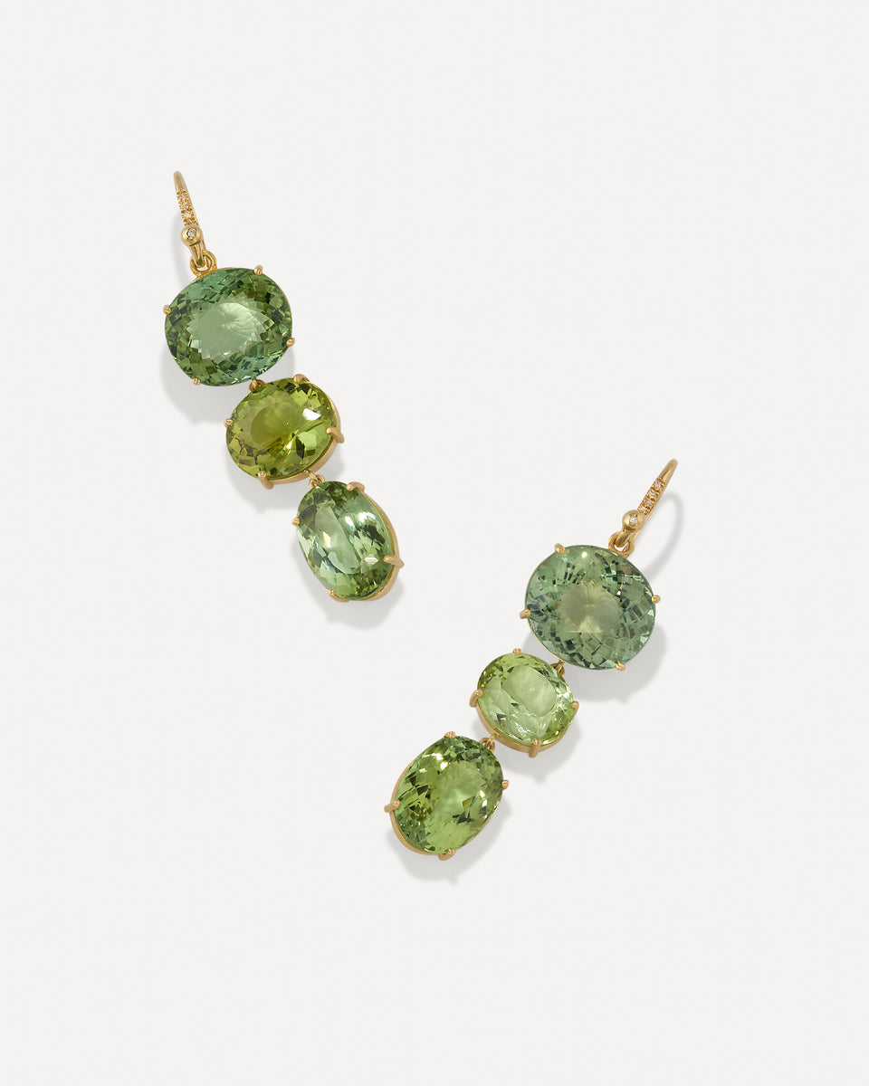 One of a Kind Gemmy Gem Triple Drop Link Earrings - Irene Neuwirth