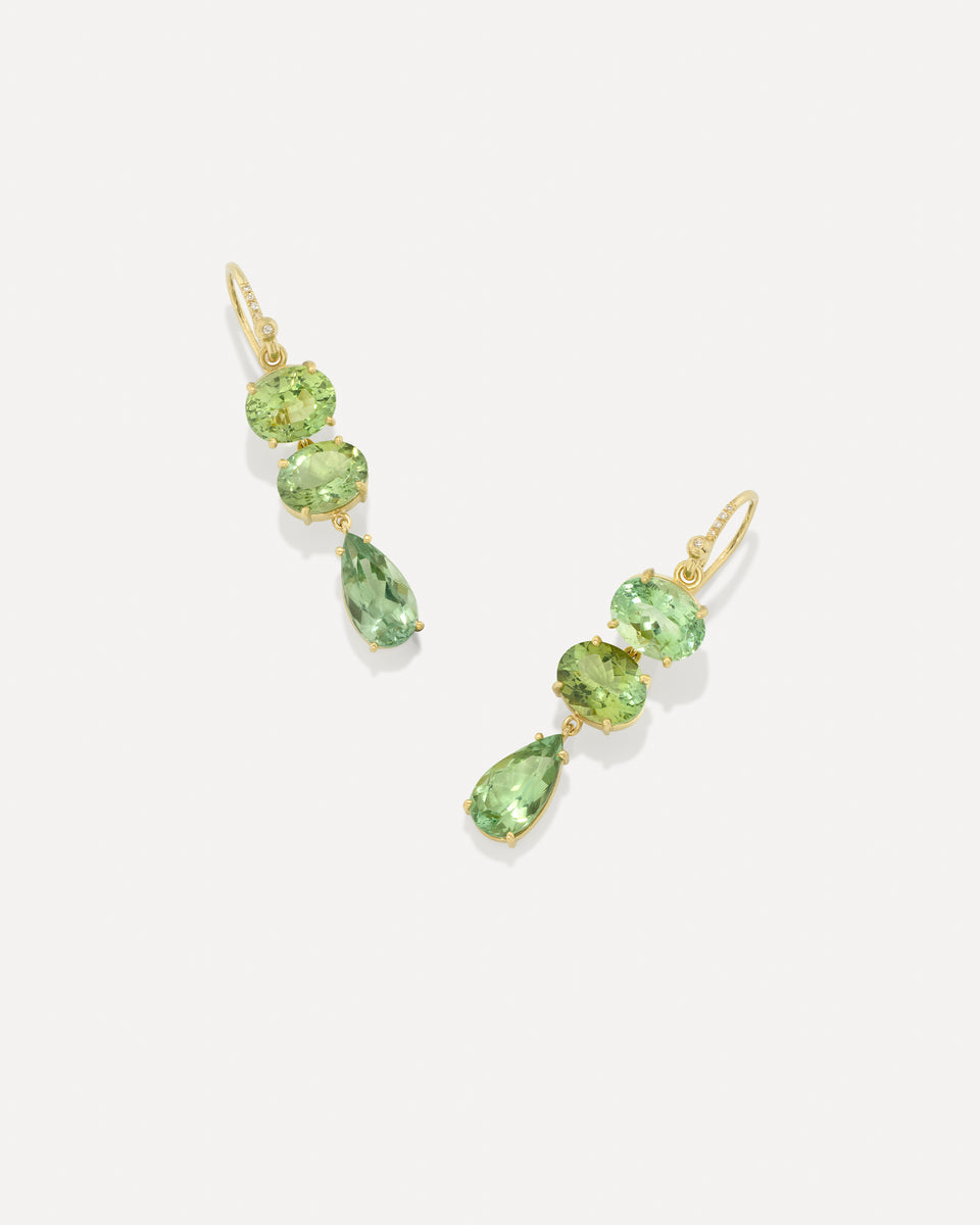 One of a Kind Gemmy Gem Triple Drop Link Earrings - Irene Neuwirth