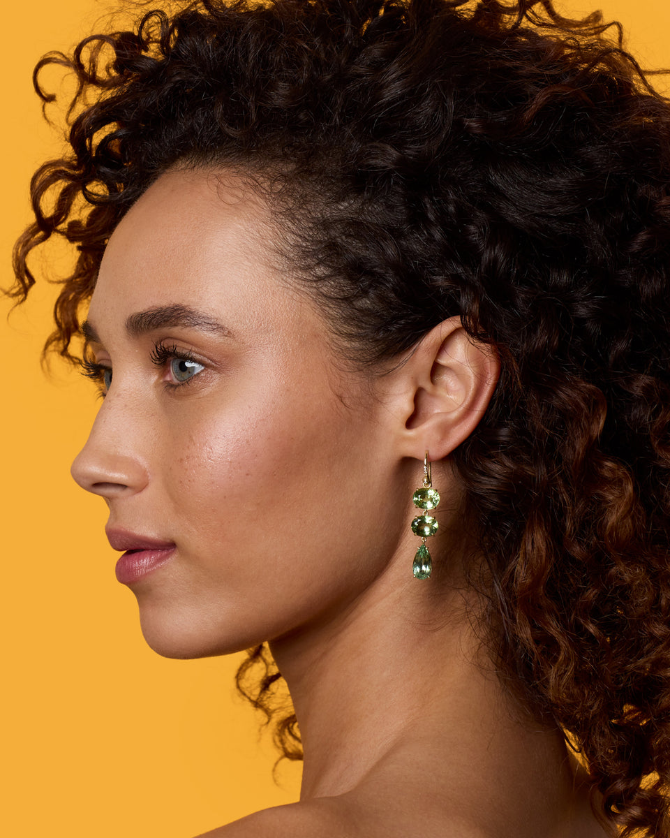 One of a Kind Gemmy Gem Triple Drop Link Earrings - Irene Neuwirth