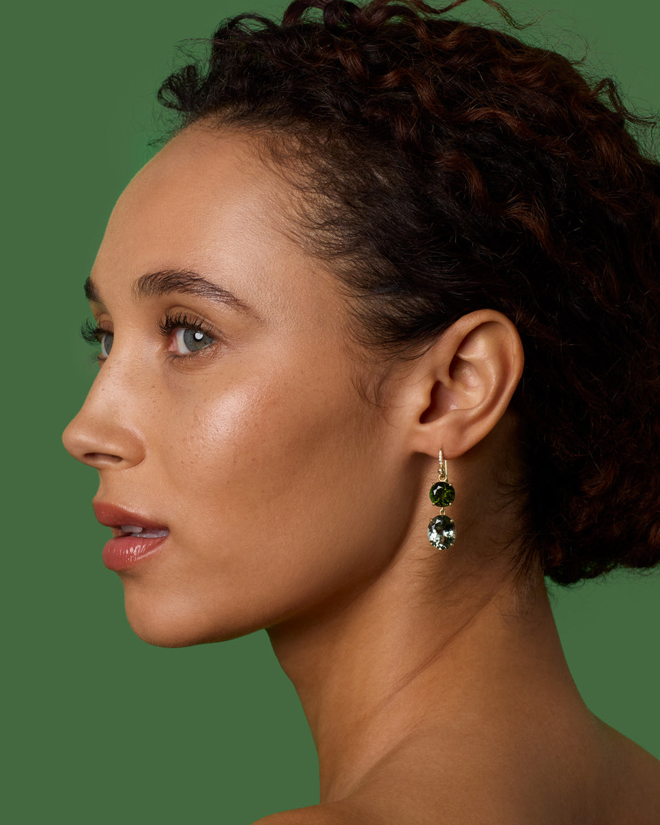 One of a Kind Gemmy Gem Double Drop Link Earrings