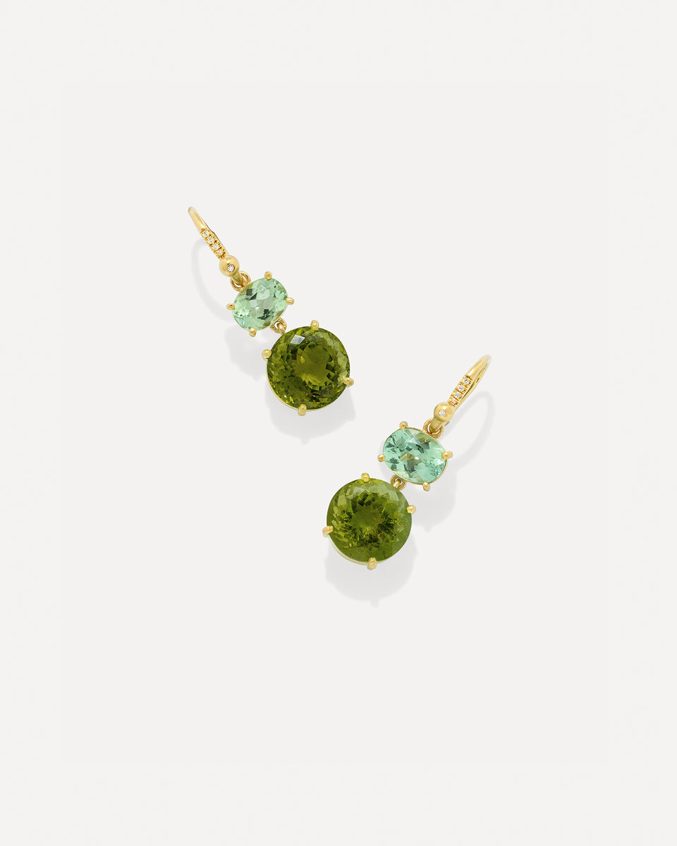 One of a Kind Gemmy Gem Double Drop Link Earrings - Irene Neuwirth