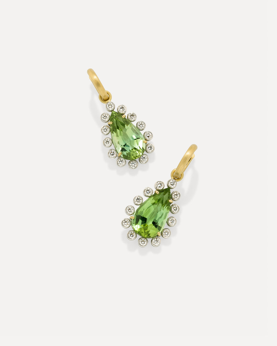 One of a Kind Diamond Studded Gemmy Gem Drop Huggies - Irene Neuwirth