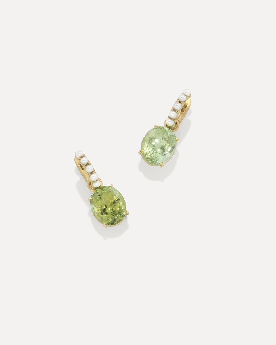 One of a Kind Gem Drop Jeweled Huggies - Irene Neuwirth