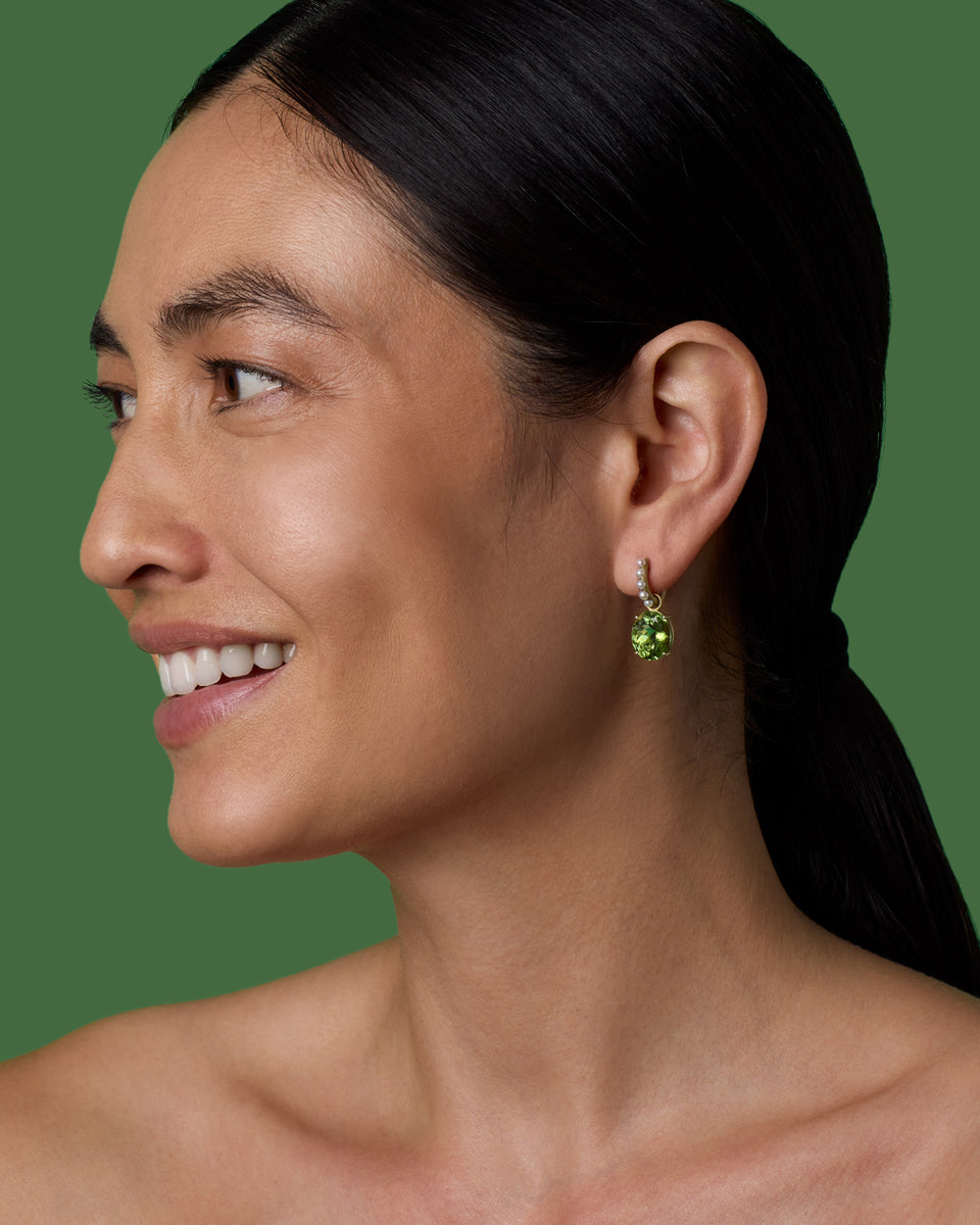 One of a Kind Gem Drop Jeweled Huggies - Irene Neuwirth