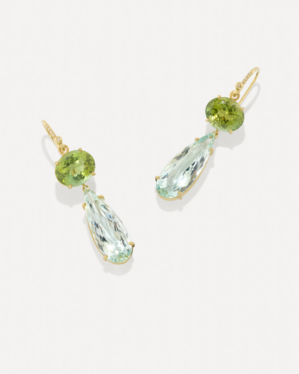 One of a Kind Gemmy Gem Double Drop Link Earrings