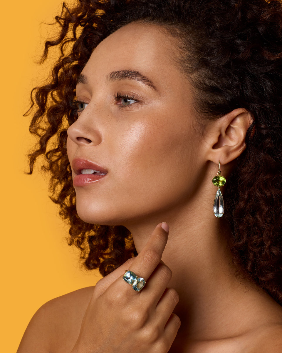 One of a Kind Gemmy Gem Double Drop Link Earrings