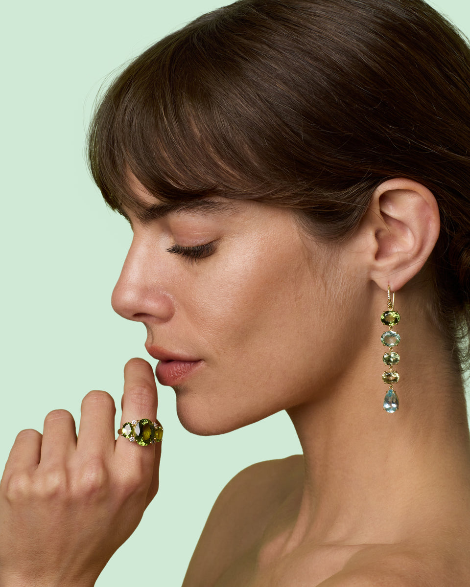 One of a Kind Gemmy Gem Diamond Three Stone Ring - Irene Neuwirth