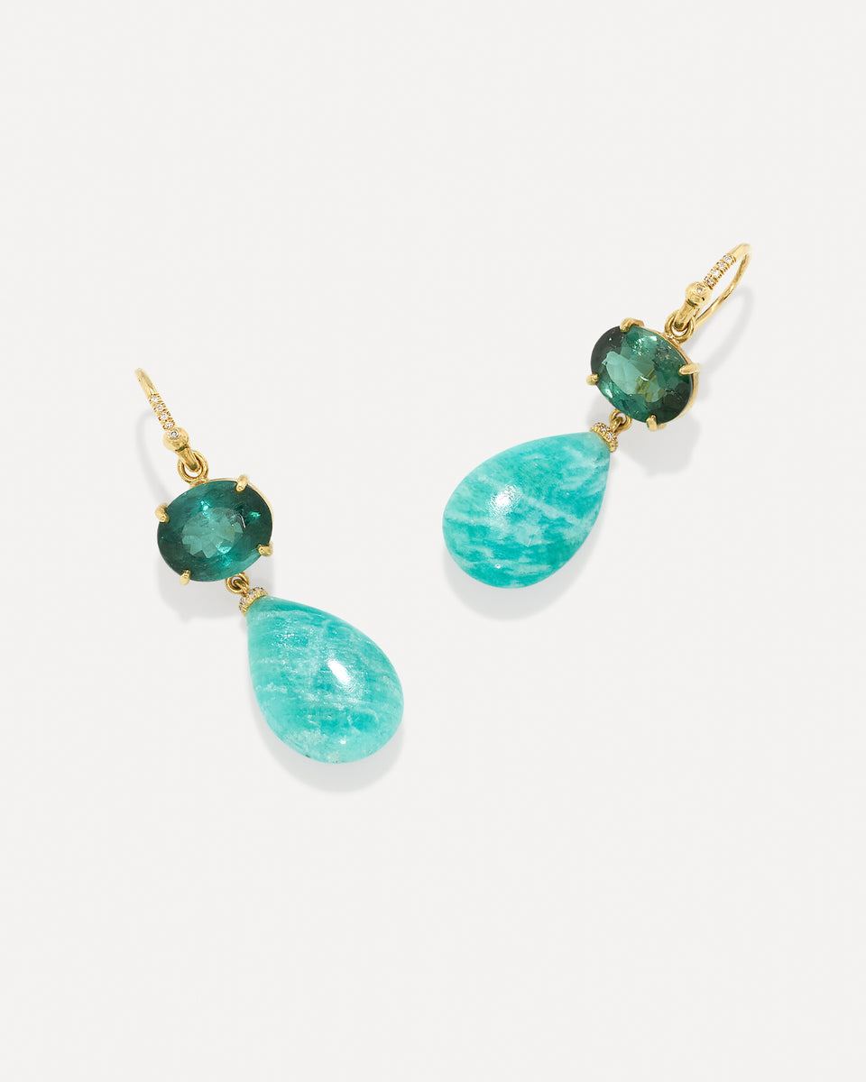 One of a Kind Gemmy Gem Drop Link Earrings - Irene Neuwirth