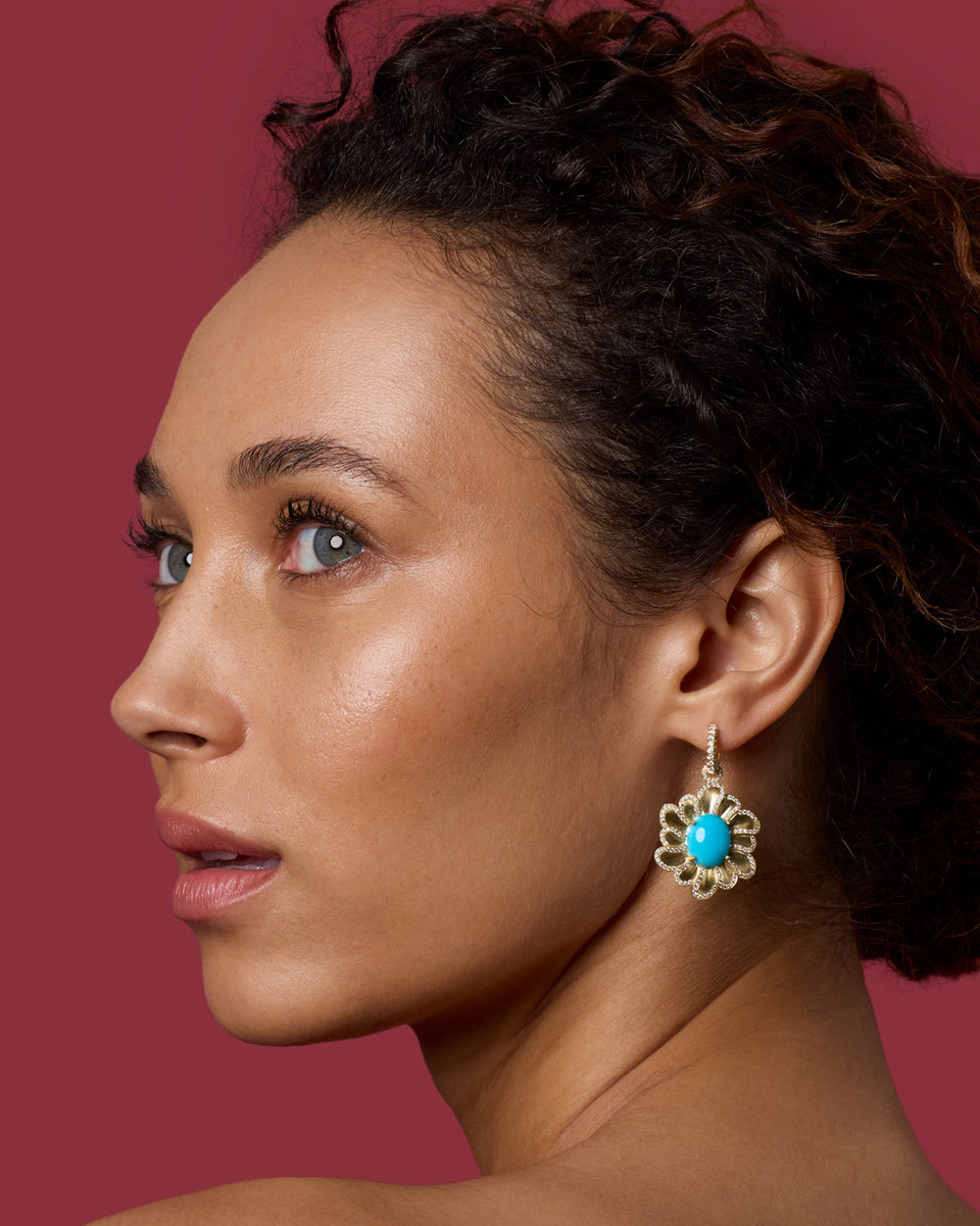One of a Kind Golden Blossom Desert Flower Earrings - Irene Neuwirth