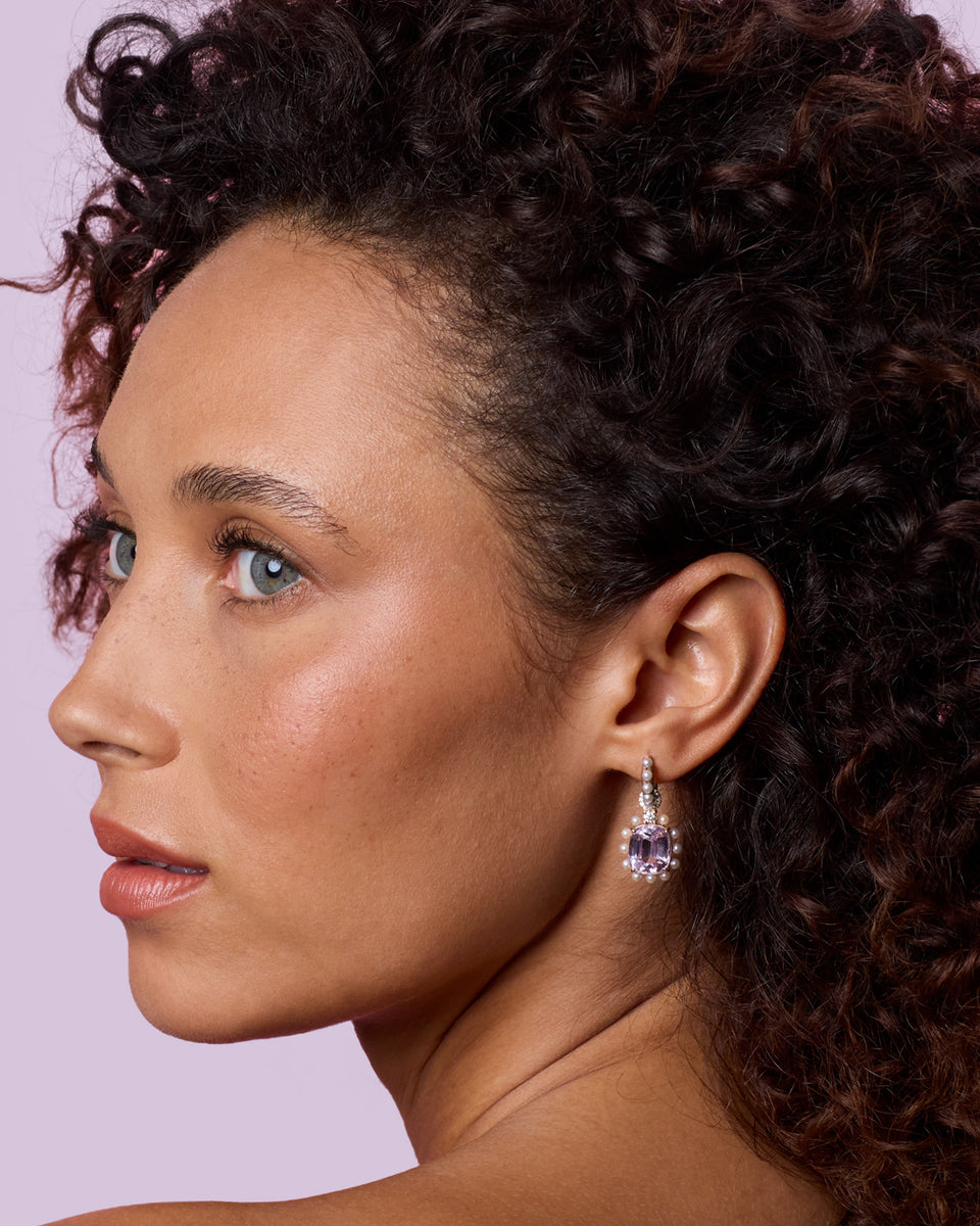 One of a Kind Gem Drop Studded Halo Jeweled Huggies - Irene Neuwirth