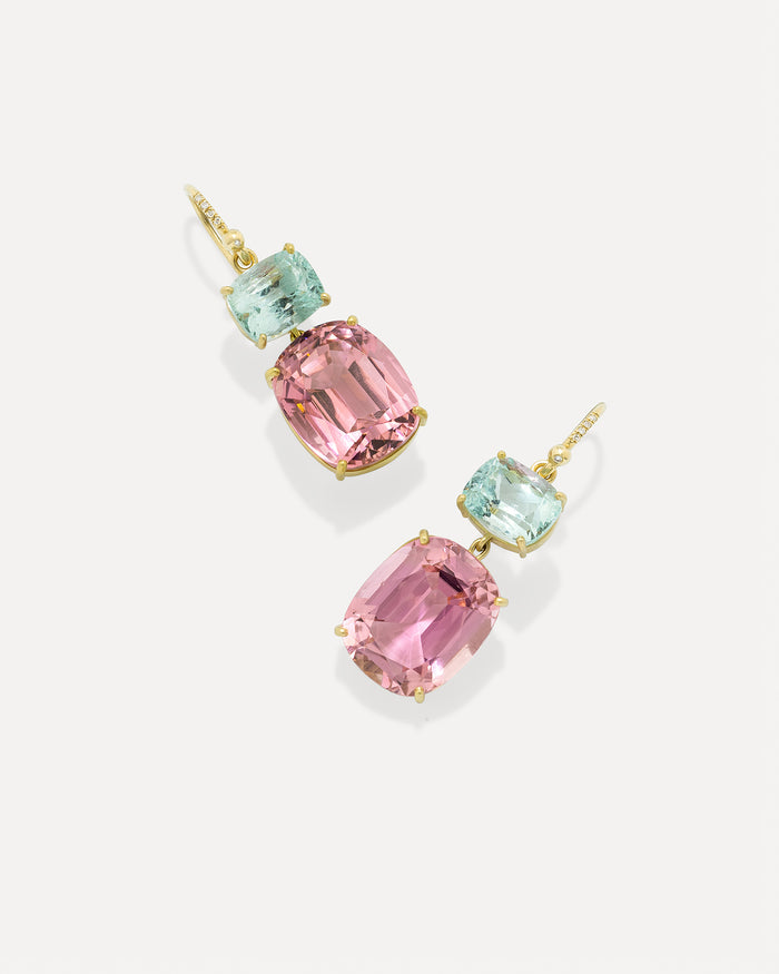 One of a Kind Gemmy Gem Double Drop Link Earrings - Irene Neuwirth