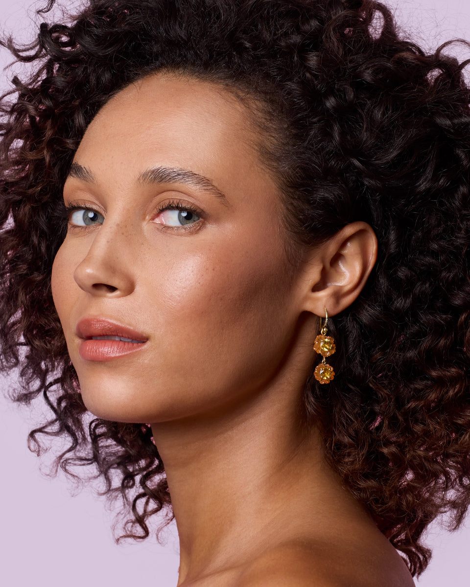 One of a Kind Tropical Flower Double Drop Earrings - Irene Neuwirth