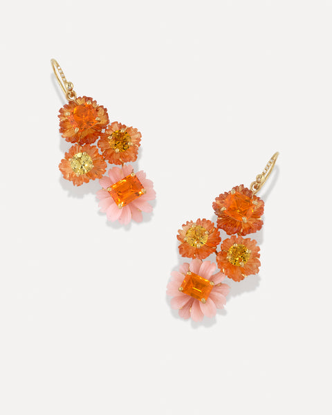 One of a Kind Tropical Flower Bouquet Earrings