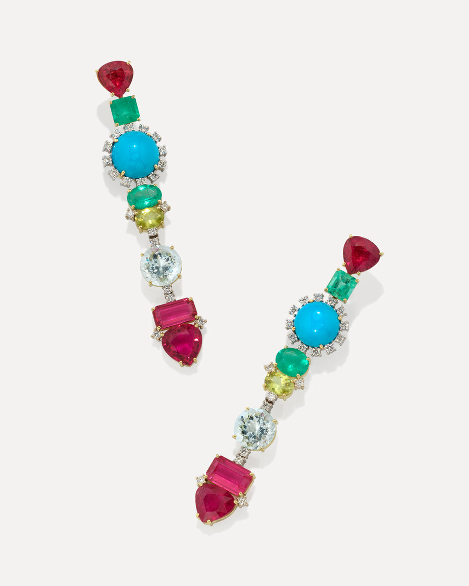 One of a Kind Gemmy Gem Diamond Code Earrings - Irene Neuwirth
