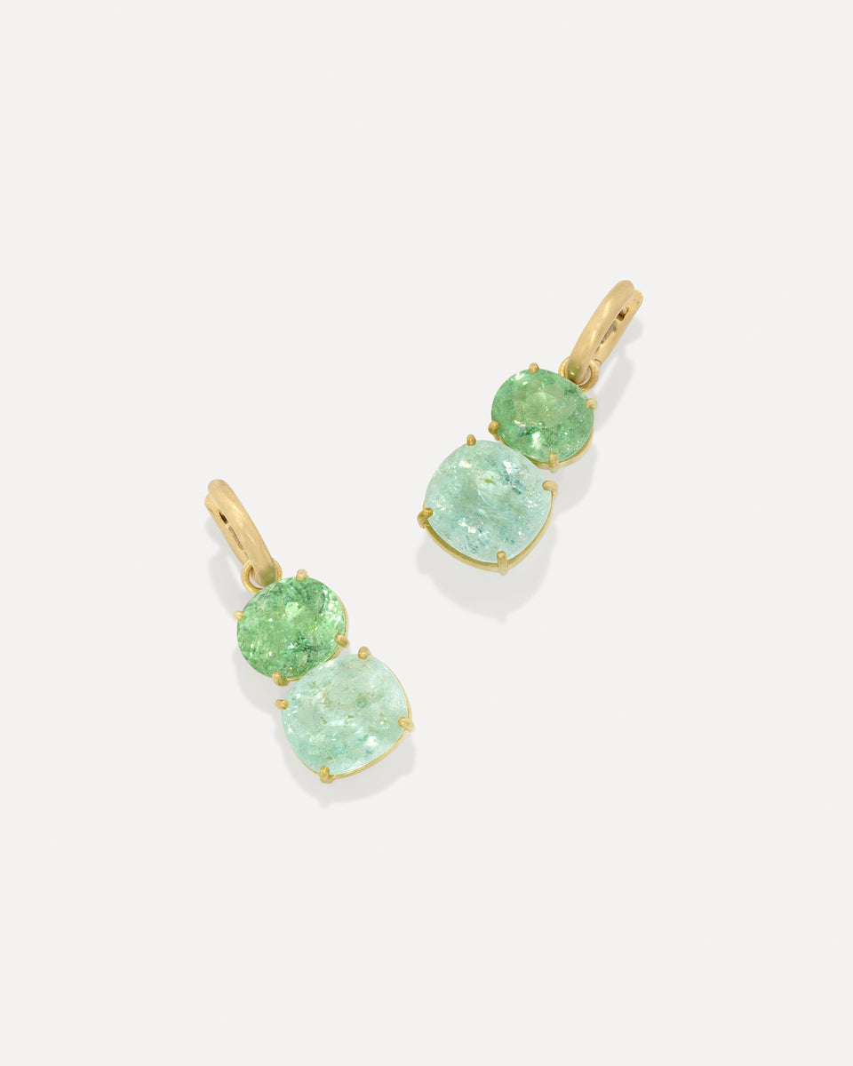 One of a Kind Gemmy Gem Double Stone Jeweled Huggies - Irene Neuwirth