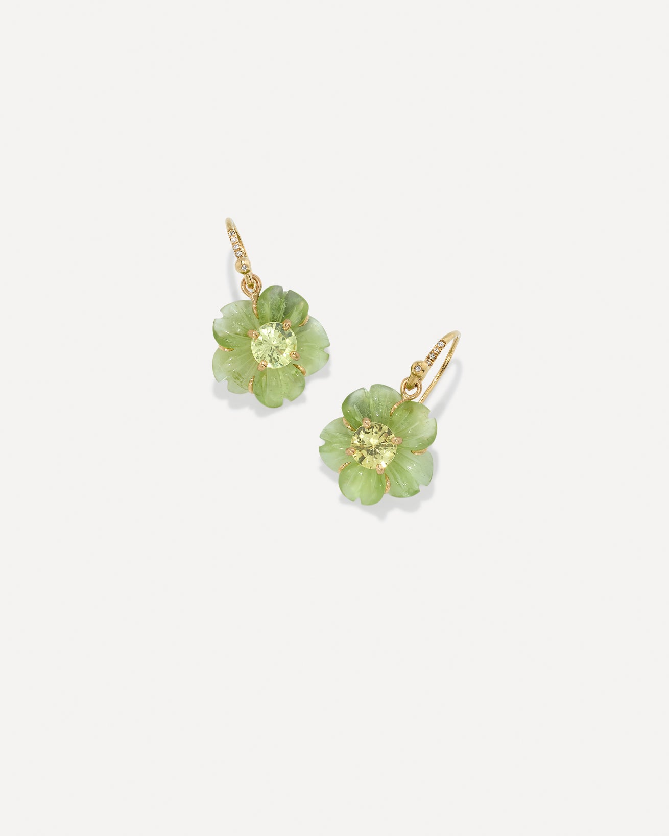 Flower earrings good / Peridot earrings