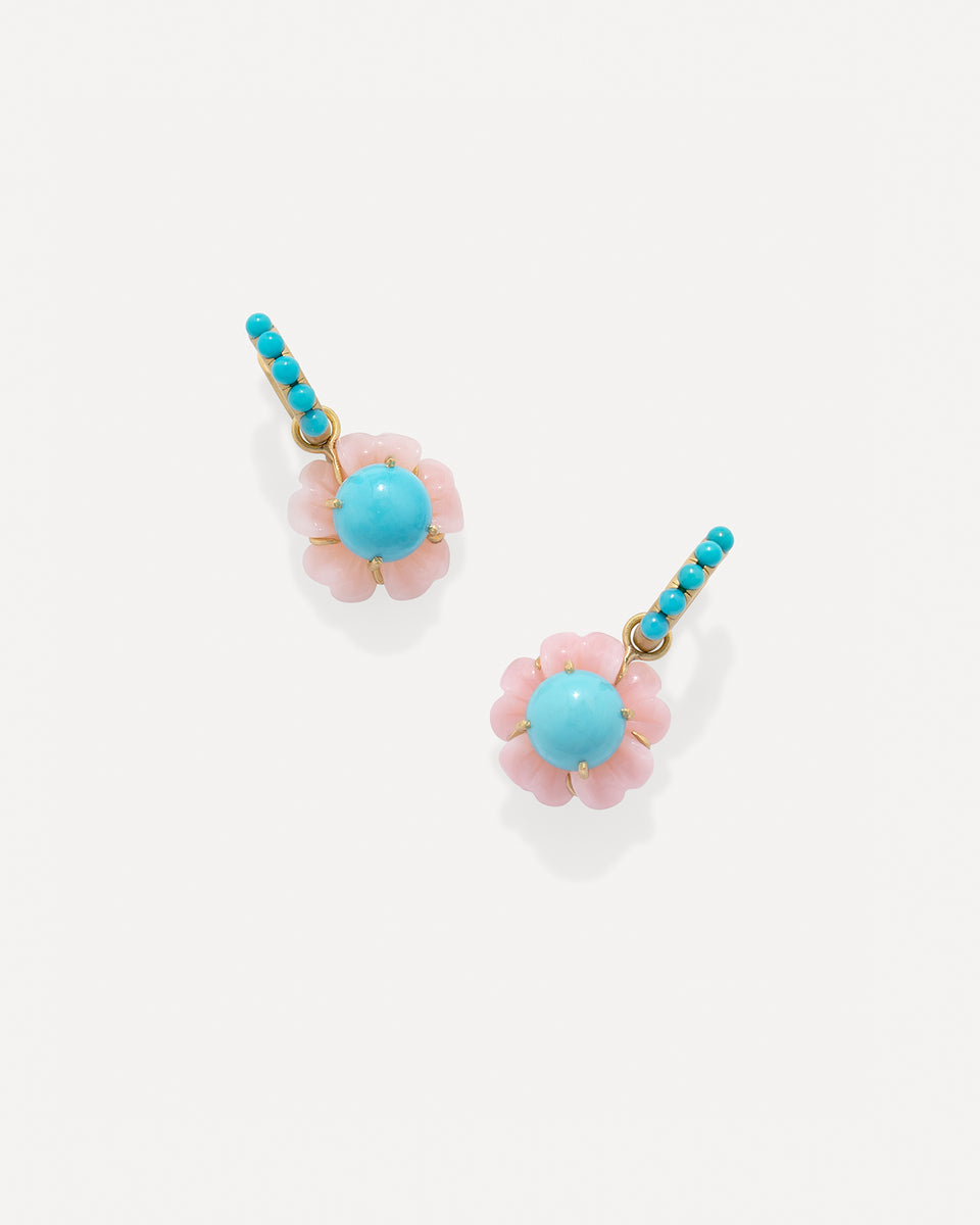 One of a Kind Tropical Flower Jeweled Huggies