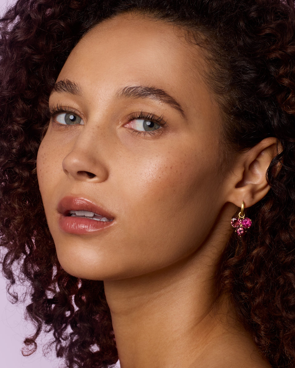 One of a Kind Gemmy Gem Trio Jeweled Huggies