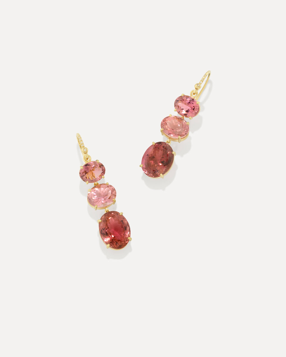 One of a Kind Gemmy Gem Triple Drop Link Earrings - Irene Neuwirth