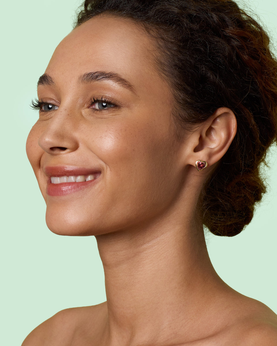 One of a Kind Love Bezel Studs