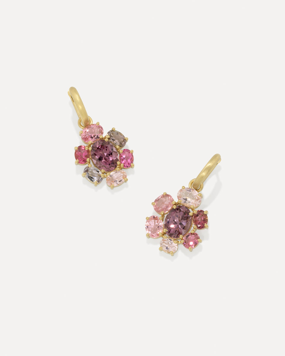 One of a Kind Gemmy Gem Floret Jeweled Huggies - Irene Neuwirth