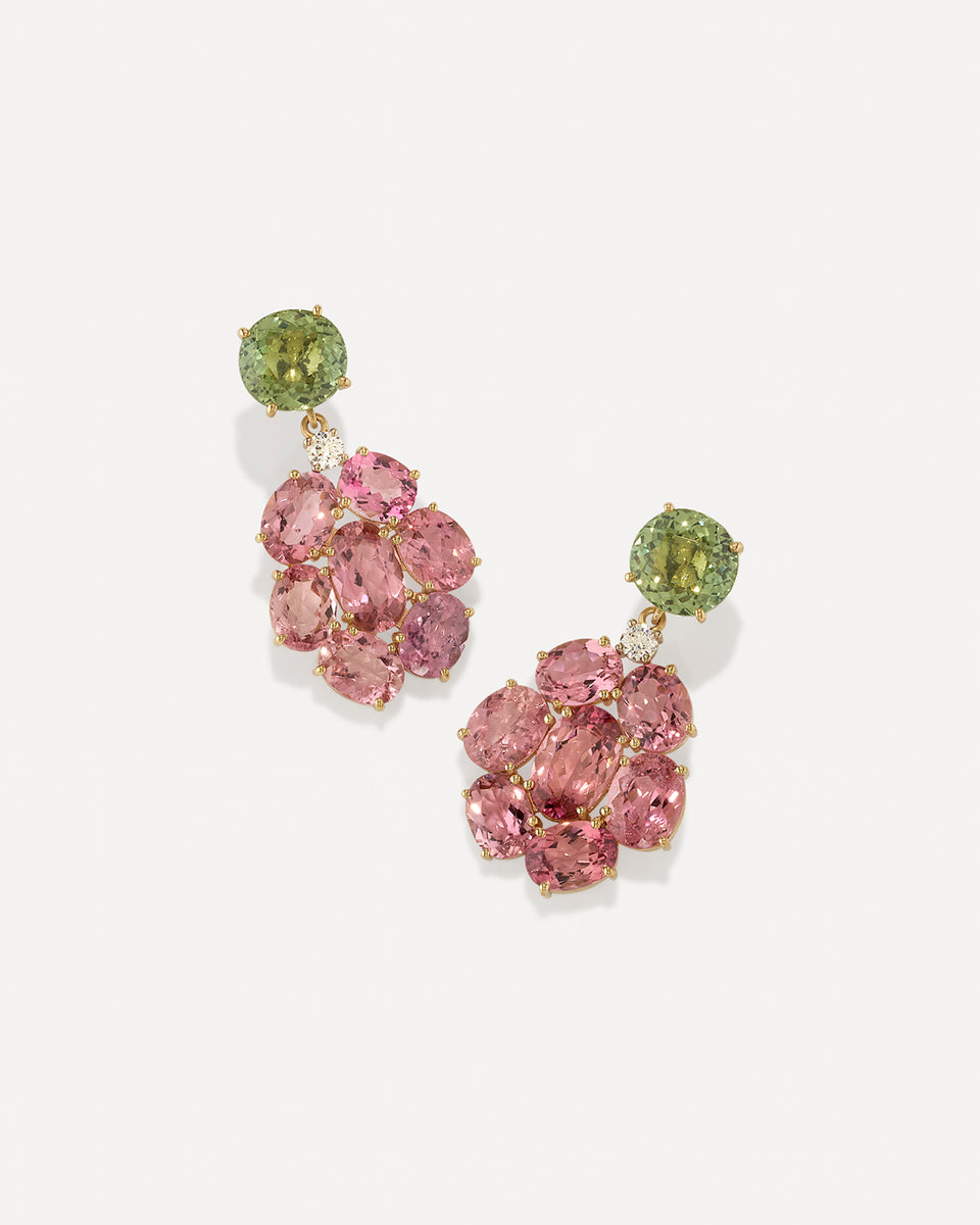 One of a Kind Gemmy Gem Diamond Floret Earrings - Irene Neuwirth