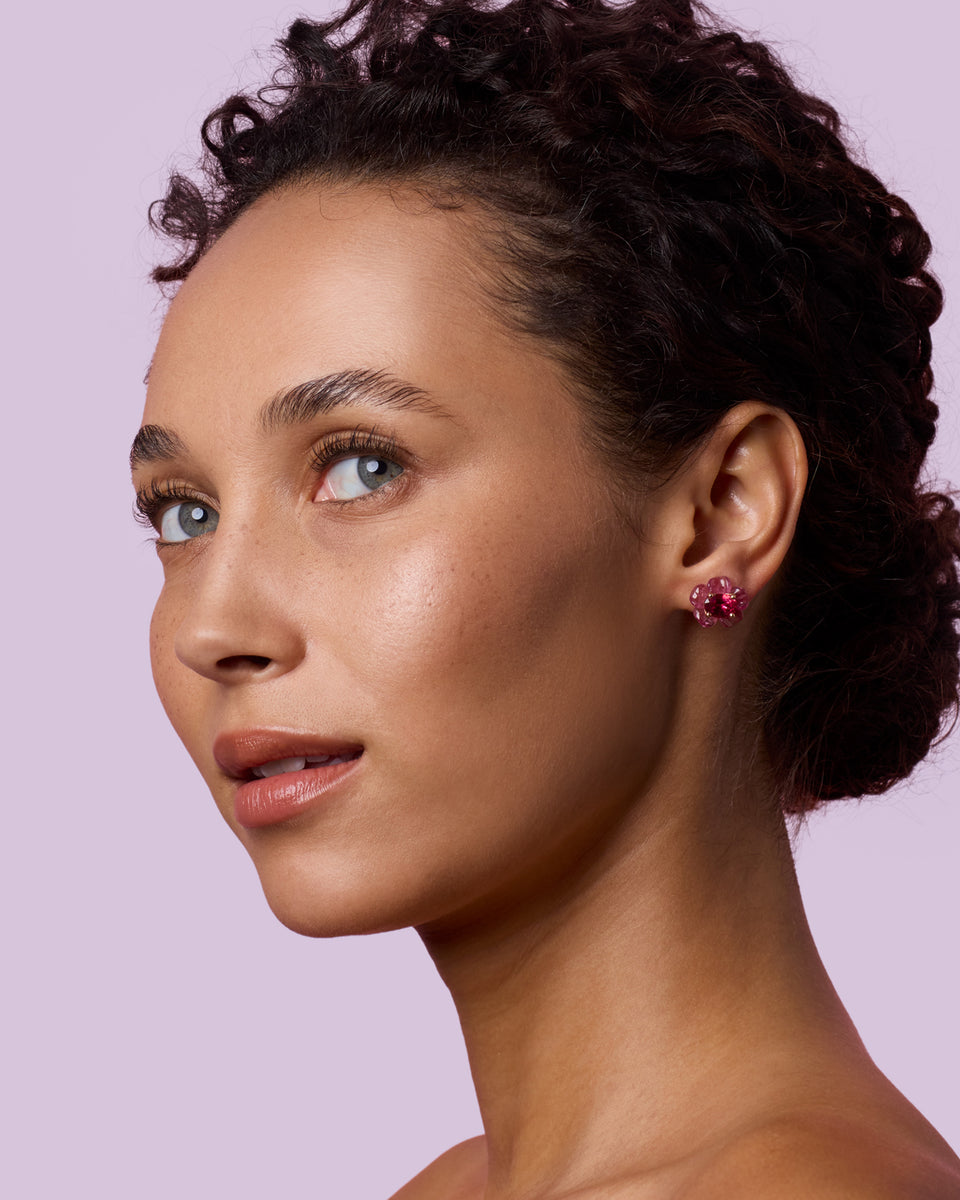 One of a Kind Tropical Flower Studs