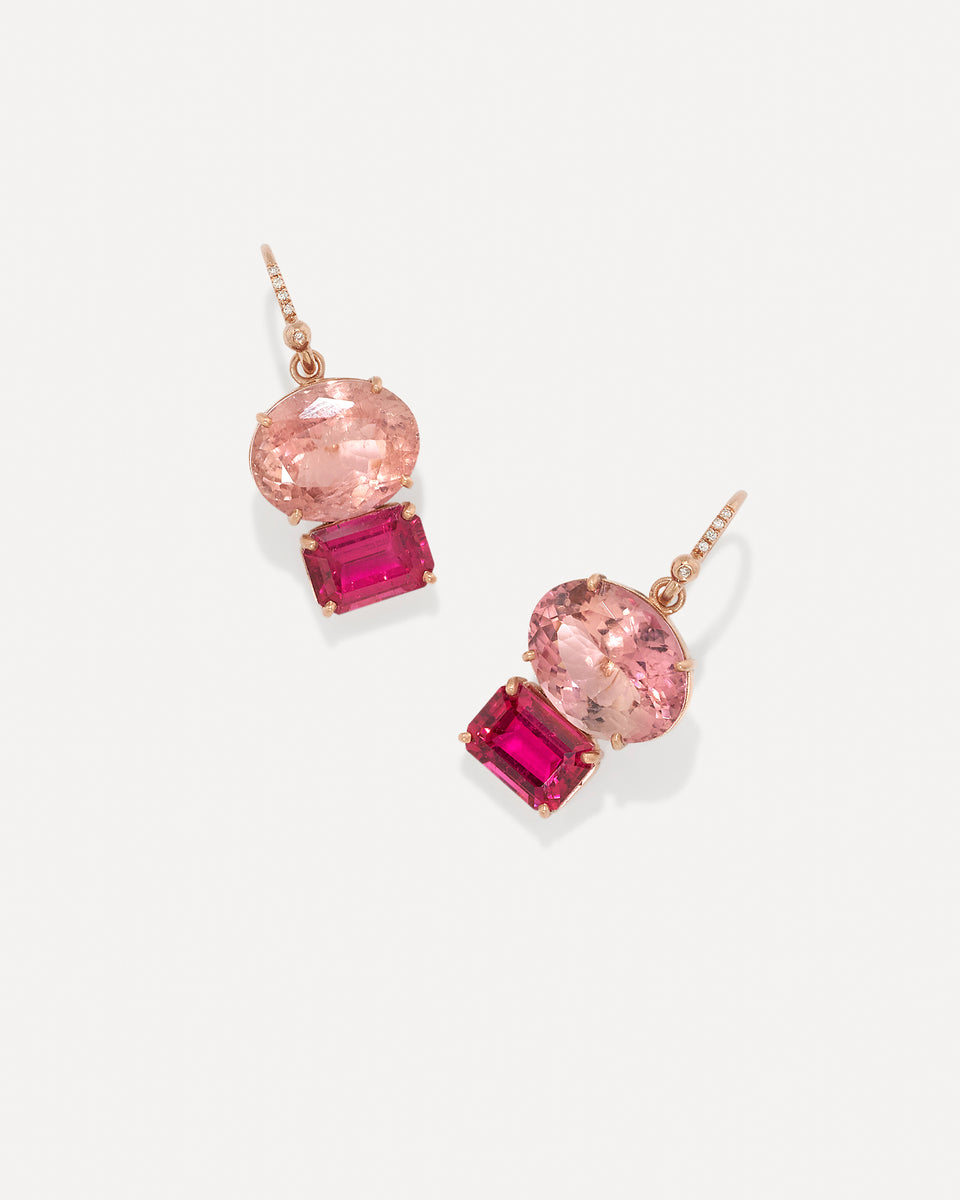 One of a Kind Gemmy Gem Double Stone Earrings - Irene Neuwirth