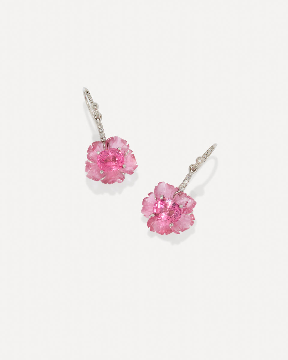 One of a Kind Pavé Tropical Flower Drop Earrings - Irene Neuwirth