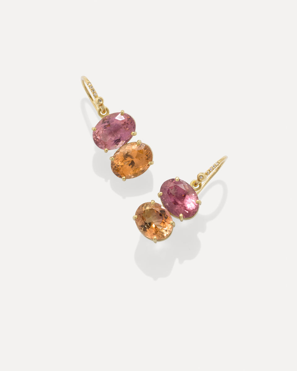 One of a Kind Gemmy Gem Double Stone Earrings - Irene Neuwirth