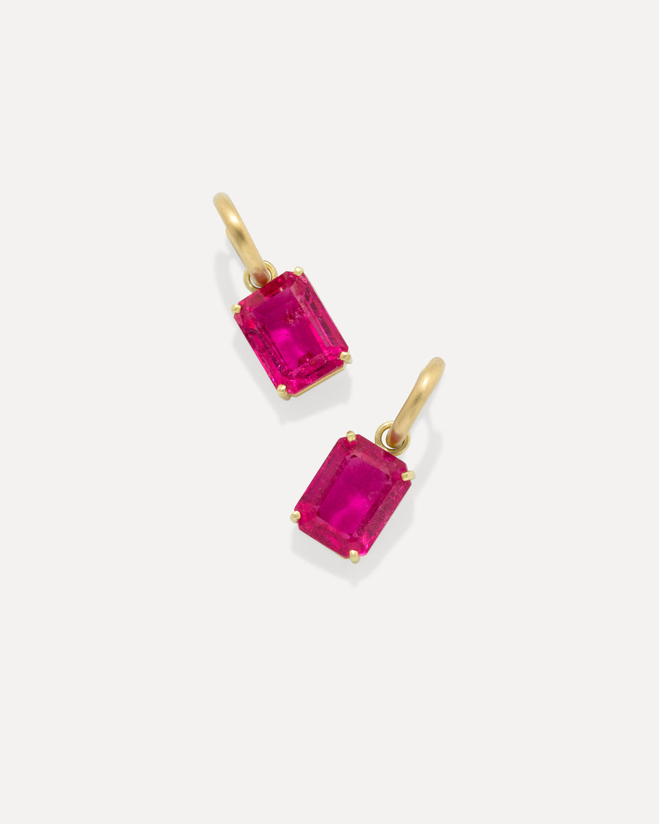 One of a Kind Gem Drop Jeweled Huggies - Irene Neuwirth