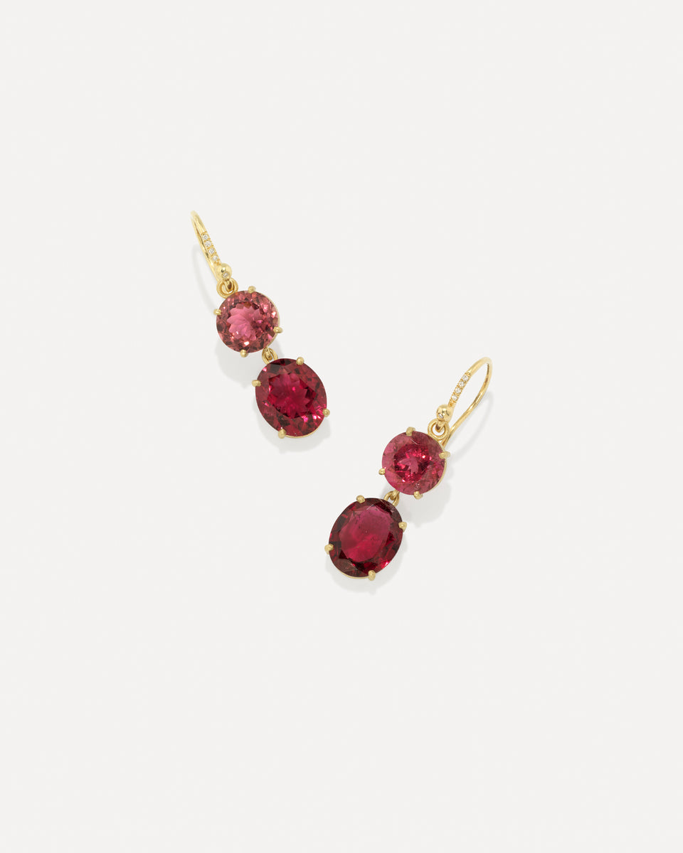 One of a Kind Gemmy Gem Double Drop Link Earrings